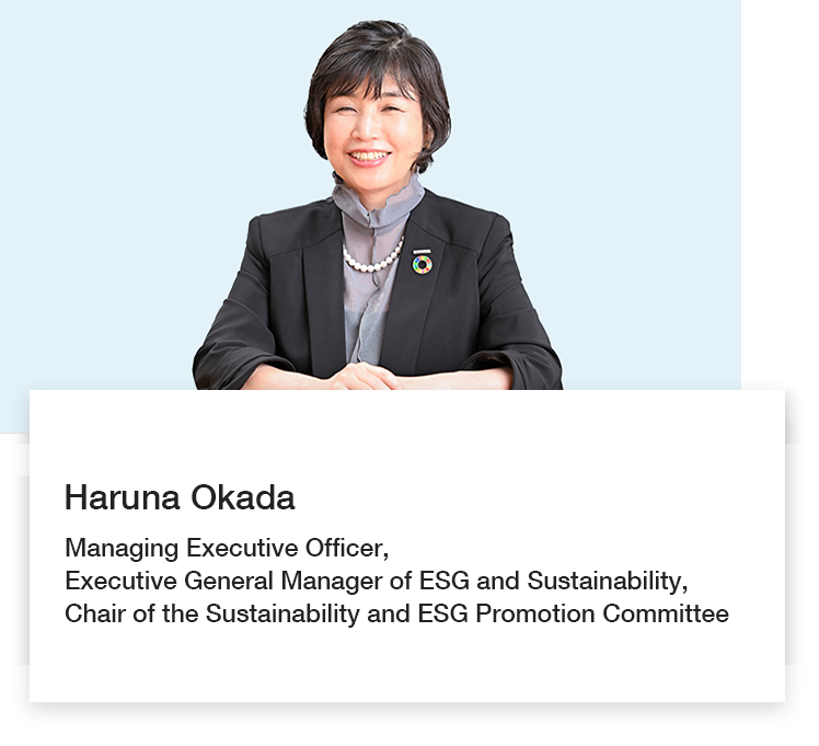 Haruna Okada Managing Executive Officer, Executive General Manager of ESG and Sustainability, Chair of the Sustainability and ESG Promotion Committee