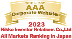 WITH GRADE AAA Corporate Websites 2023 Nikko Investor Relations Co.,Ltd. Ranking in all listed companies in Japan