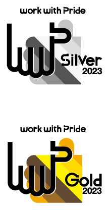 work with Pride Silver and Gold 2023 logo